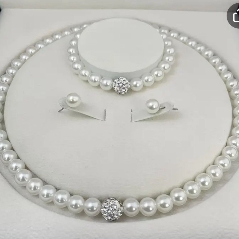3 Piece Elegant Faux Pearl Jewelry Set, NEW Wedding Jewelry